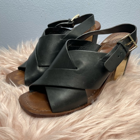 Tory Burch Octagon Gold/Black Heel - Picture 3 of 7